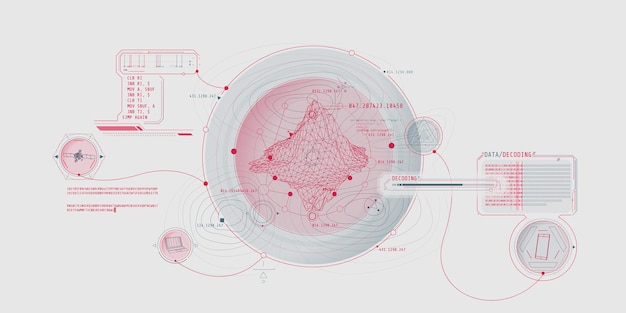 Vector futuristic geoscience hud interface design with data decoding