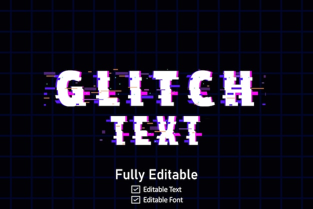 ベクトル フューチュリスティック・グリッチ・テキスト・エフェクト (futuristic glitch text effect) はビデオゲームのテキストに使用される編集可能なサイバーパンクのグリッチテキスト効果である