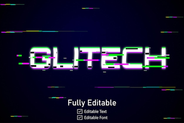 Футуристический текстовый эффект Glitch для видеоигр Текст для редактируемого киберпанкского текстового эффекта Glitch