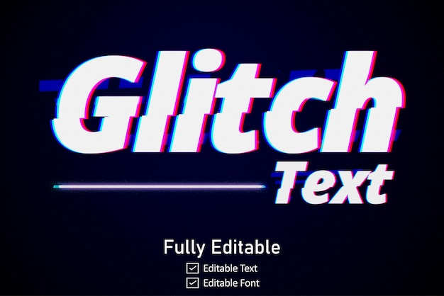 Футуристический текстовый эффект Glitch для видеоигр Текст для редактируемого киберпанкского текстового эффекта Glitch