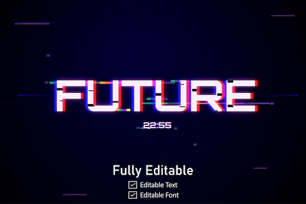 Futuristic Glitch text effect for video game text for editable cyberpunk glitch text effect