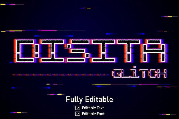 Futuristic glitch text effect for video game text for editable cyberpunk glitch text effect