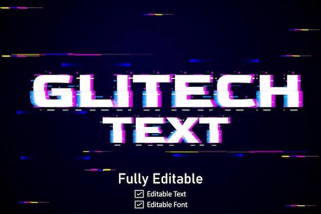 Футуристический текстовый эффект Glitch для видеоигр Текст для редактируемого киберпанкского текстового эффекта Glitch