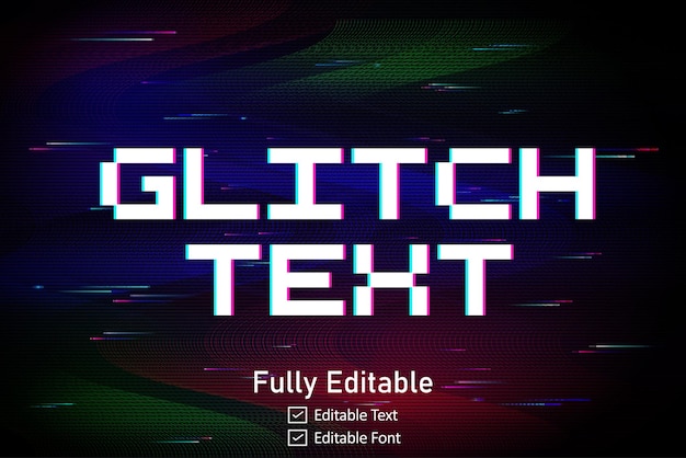 Футуристический текстовый эффект Glitch для видеоигр Текст для редактируемого киберпанкского текстового эффекта Glitch