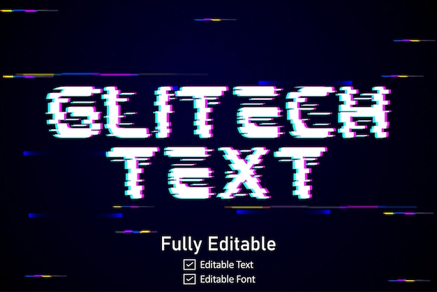 Effetto di testo glitch futuristico per testo di videogioco per effetto di testo glitch cyberpunk modificabile