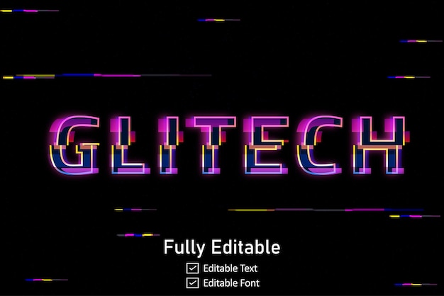 Футуристический текстовый эффект Glitch для видеоигр Текст для редактируемого киберпанкского текстового эффекта Glitch