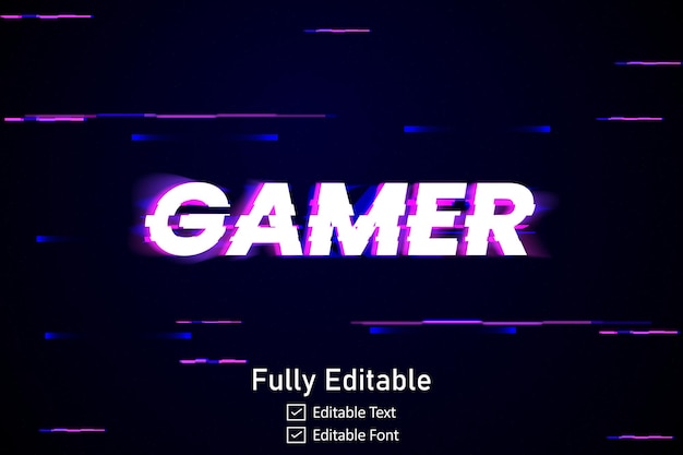 Vector futuristic glitch text effect for video game text for editable cyberpunk glitch text effect