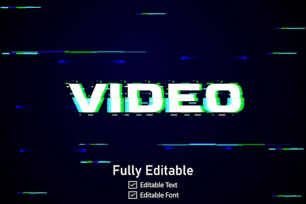 Vector futuristic glitch text effect for video game text for editable cyberpunk glitch text effect