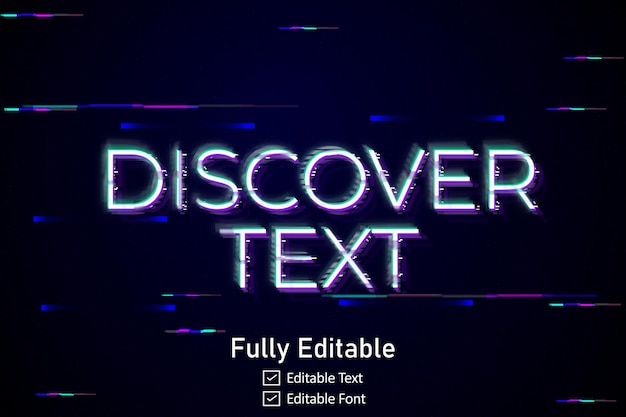 Футуристический текстовый эффект Glitch для видеоигр Текст для редактируемого киберпанкского текстового эффекта Glitch