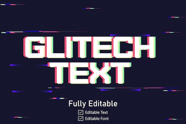 Футуристический текстовый эффект Glitch для видеоигр Текст для редактируемого киберпанкского текстового эффекта Glitch