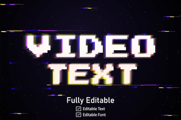 Vector futuristic glitch text effect for video game text for editable cyberpunk glitch text effect