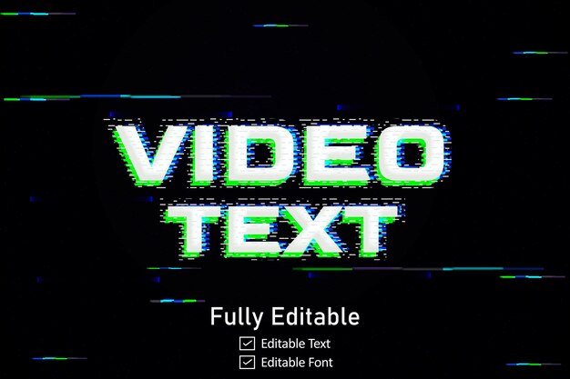 フューチュリスティック・グリッチ・テキスト・エフェクト (Futuristic Glitch Text Effect) はビデオゲームのテキストに使用される編集可能なサイバーパンクのグリッチテキスト効果である