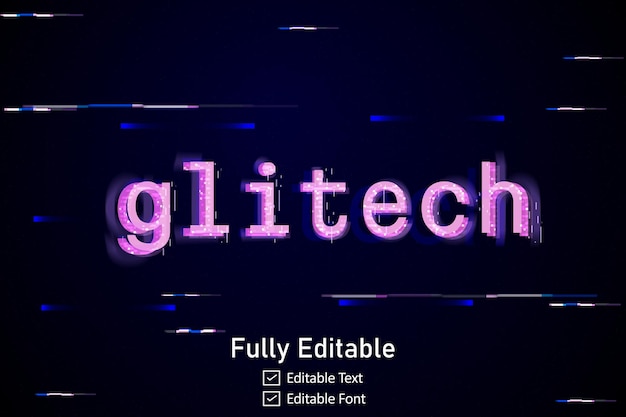 Футуристический текстовый эффект Glitch для видеоигр Текст для редактируемого киберпанкского текстового эффекта Glitch