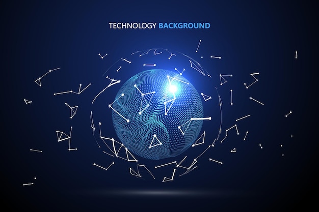 未来的なグローバリゼーション インターフェイス、科学技術の抽象的なグラフィックの感覚。