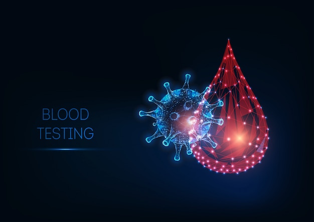 Futuristic glowing low polygonal blood testing concept