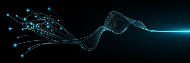 Futuristic glowing neural connectors analyze big data into cyberspace Neural network background Technology cover design Vector illustration EPS 10