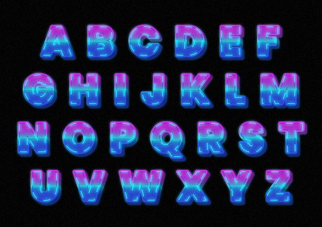 Futuristic Graphic Light Alphabets Set