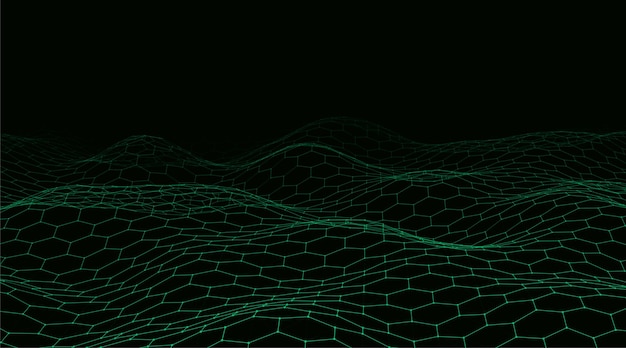 Futuristic green hexagon dynamic wave Futuristic honeycomb concept Big data visualization