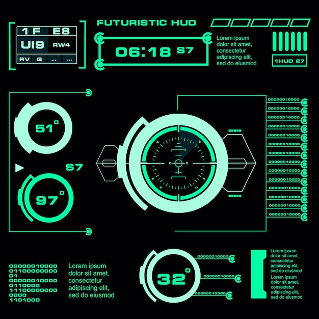 Interfaccia utente futuristica di tocco grafico virtuale verde