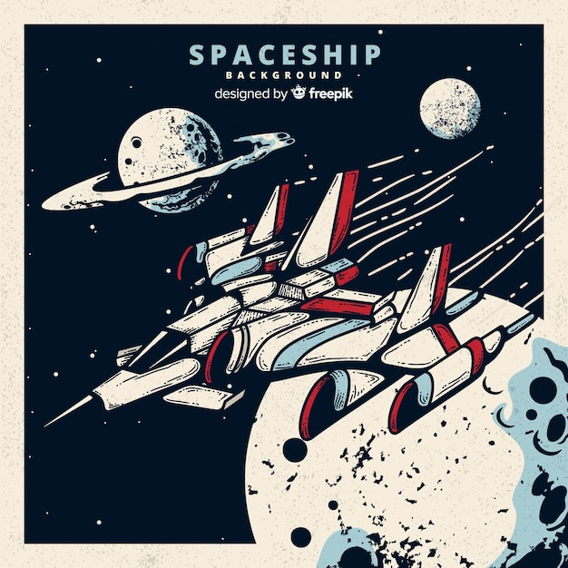 Futuristic hand drawn spaceship background