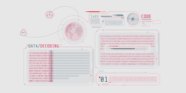 Futuristic hud design of satellite data decoding program