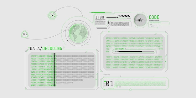 Futuristic hud design of satellite data decoding program