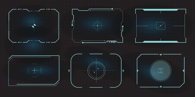 Futuristic hud frames for target screen and border aim control panel.