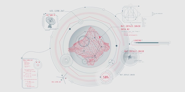 Vector futuristic hud interface for planetary geological exploration