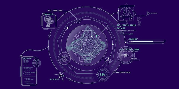 Vector futuristic hud interface for planetary geological exploration