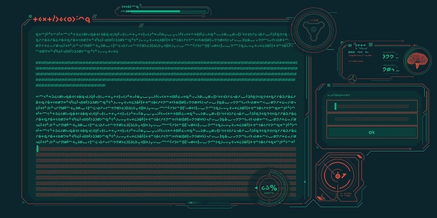 Futuristic hud interface for processing server data