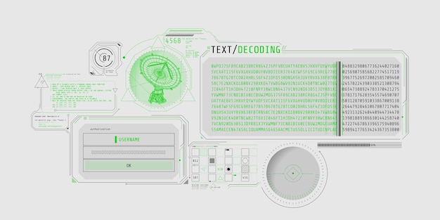 Vector futuristic hud interface for radio telescope data decoding