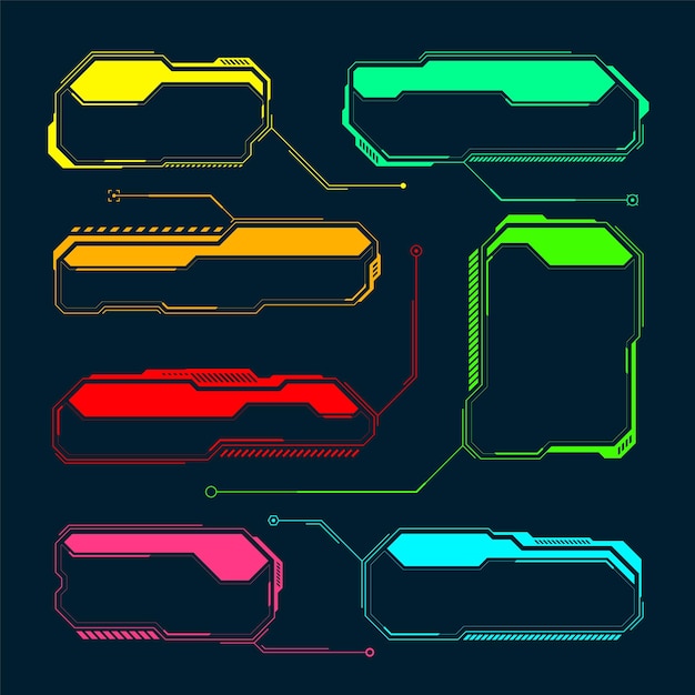 미래의 hud 또는 ui 요소 scifi 사용자 인터페이스 텍스트 상자 callouts 다채로운 경고 메시지