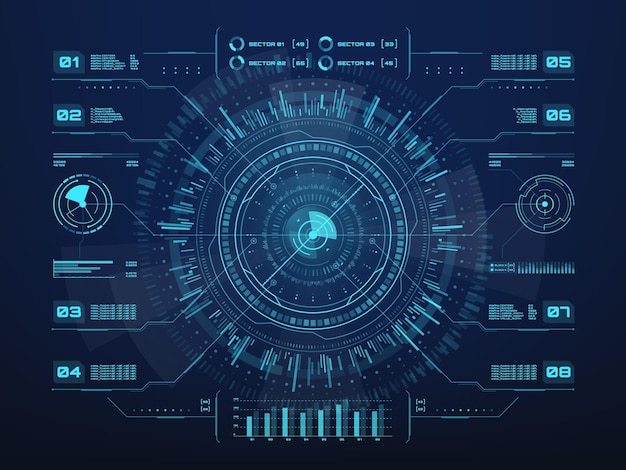 Вектор Футуристическая инфографика интерфейса hud ui