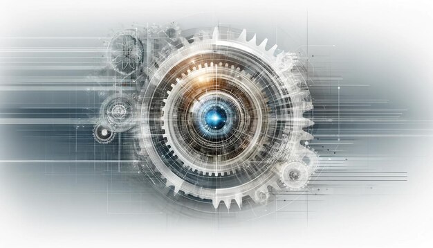 Futuristic Interface Blue Digital Eye Transparent Gears