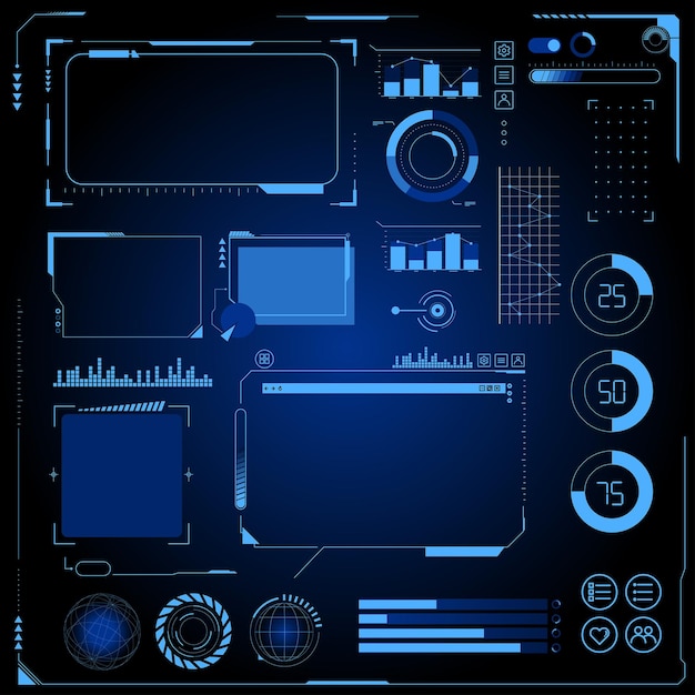 フューチャリスト インタフェース 仮想現実 HUD 電子回路ベクトル画像