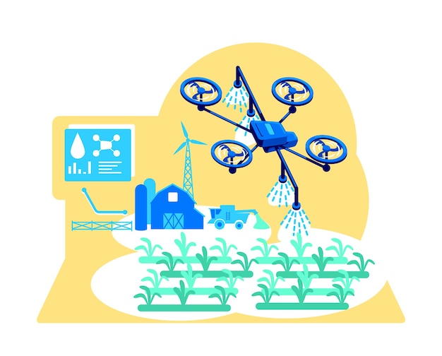 Vector futuristic irrigation flat concept illustration