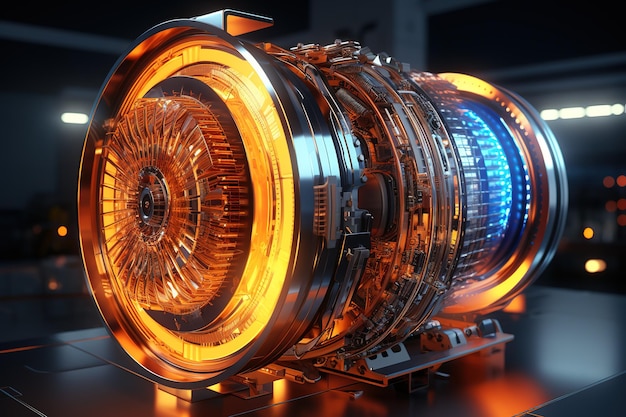 Vettore sulla base della tecnologia dei motori a reazione futuristici ingegneria e tecnologia illustrazione 3d
