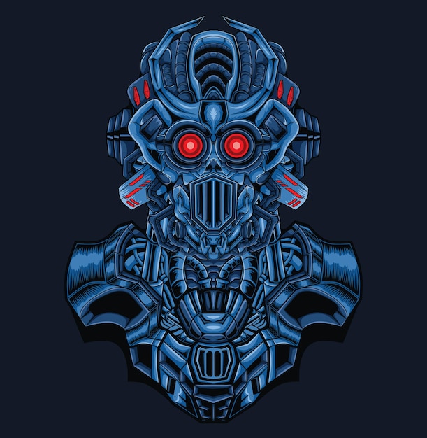 Futuristic knight mecha robot illustration