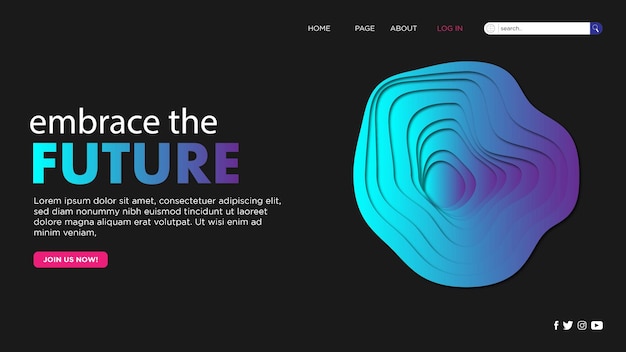 Futuristic landing page for business website