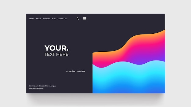 Vector futuristic landing page template for web page