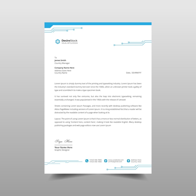 Futuristic letterhead template design illustration