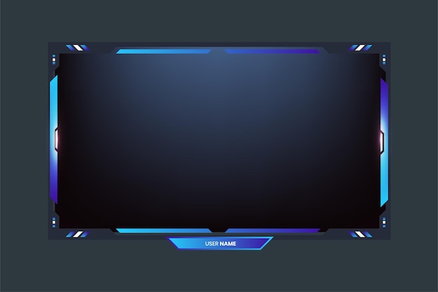 Futuristic live gaming overlay template design with blue color on a dark background Stream screen interface elements vector for the online gamer Live game frame border design with light effect