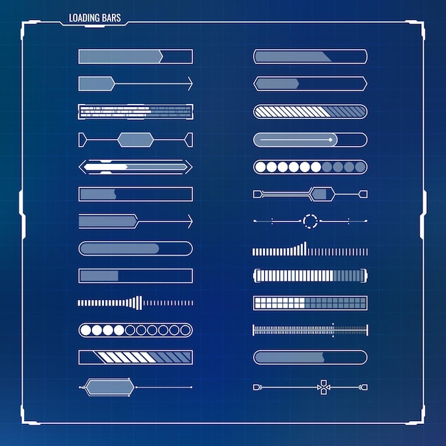 Futuristic loading bars set