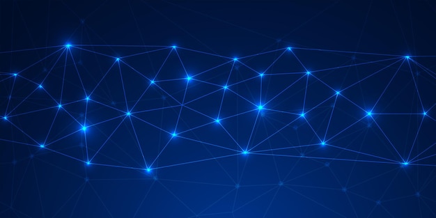 Futuristic Low Poly Technology Network Background Set Blue Digital Mesh and Glowing Connections