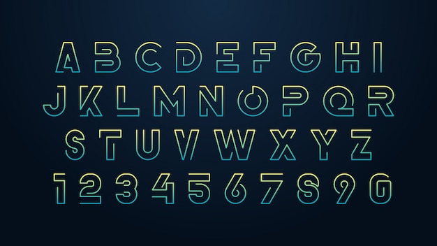 Carattere alfabeto futuristico minimalista