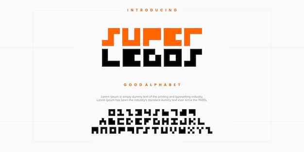 未来的なミニマリストディスプレイのフォントデザイン、アルファベット、書体、文字と数字、タイポグラフィ。