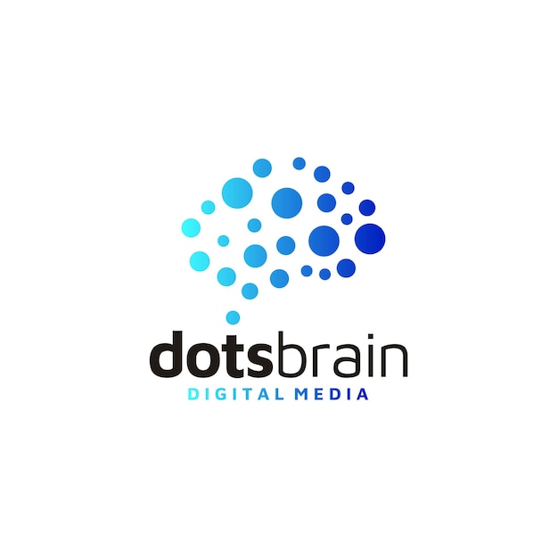 Futuristic modern human brain digital dots structure for innovation science tech knowledge logo desi