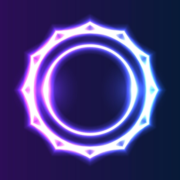 Futuristic Neon circle frame border blue and pink neon glowing background