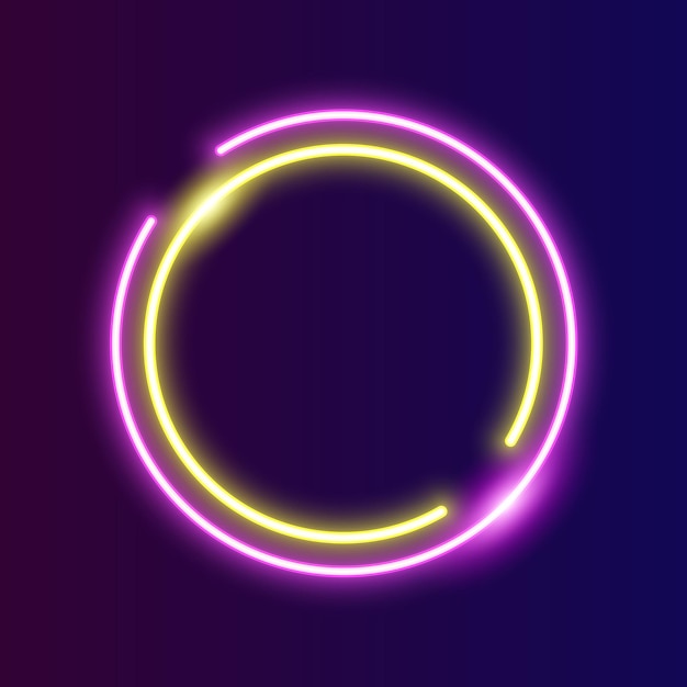 Futuristic Neon circle frame border yellow and pink neon glowing background