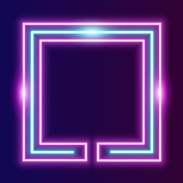 Футуристическая неоновая рамка границы синего и розового неонового светящегося фона